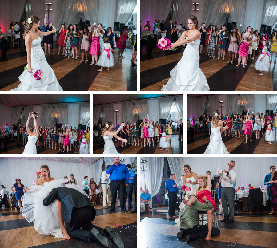 Tossing the Bouquet and Garter Removal